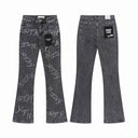 KDNK Star Print Skinny Flare Jeans — Grey & Blue