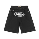 Corteiz Alcatraz Baggy Denim Shorts — Light Wash & Black, product photo 2