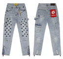 Godspeed Studded Cargo Jeans — Black, Light Wash & Grey