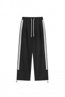 Stripe Wide-Leg Sweatpants — Red, Cream, Black, White & Navy
