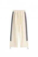 Stripe Wide-Leg Sweatpants — Red, Cream, Black, White & Navy