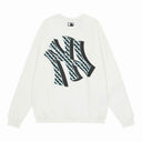Sudadera con cuello redondo y estampado a cuadros de los NY de la MLB — Azul marino y blanco