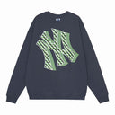 Sudadera con cuello redondo y estampado a cuadros de los NY de la MLB — Azul marino y blanco