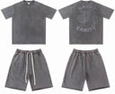 Saint Vanity Tee & Shorts Set - Olive, Grey, Black, front view