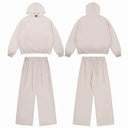 Sixpm minimal logo hoodie and sweatpants set in taupe