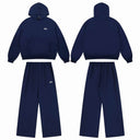 Sixpm minimal logo hoodie and sweatpants set in navy