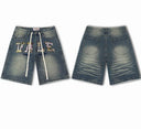 Valley Chenille Letter Denim Shorts