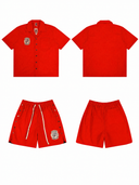 Saint Vanity Snap-Button Shirt & Shorts Set — Black, Brown, Red, product photo 3