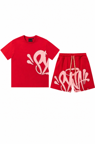 Ensemble T-shirt et short Syna World Logo — Vert, bleu ciel, rouge et gris