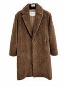 Max Mara Teddy Longline Coat — Black, Brown & Cream
