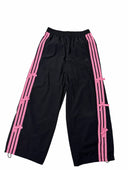 Adidas Bow-Stripe Wide Pants — Black & Pink