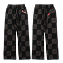 Checkerboard Heart Logo Sweatpants Black Grey