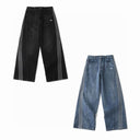 Adidas Wide-Leg 3 Stripe Baggy Jeans — Black & Blue