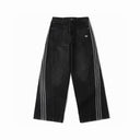 Adidas Wide-Leg 3 Stripe Baggy Jeans — Black & Blue