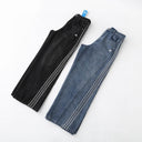 Adidas Wide-Leg 3 Stripe Baggy Jeans — Black & Blue