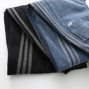 Adidas Wide-Leg 3 Stripe Baggy Jeans — Black & Blue