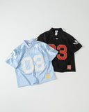 adidas 03 mesh football jersey in ice blue and black