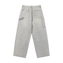 Ancellm Distressed Wide-Leg Jeans — Grey Wash