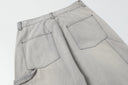 Ancellm Distressed Wide-Leg Jeans — Grey Wash