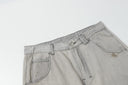 Ancellm Distressed Wide-Leg Jeans — Grey Wash