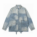 ANCELLM washed denim chore jacket in faded indigo