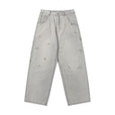 Ancellm Distressed Wide-Leg Jeans Grey Wash