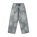 Ancellm Distressed Rust-Stained Jeans Vintage Wash