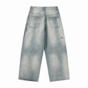 ANCELLM Paint Splatter Baggy Jeans — Light Wash