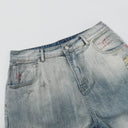 ANCELLM Paint Splatter Baggy Jeans — Light Wash