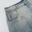 ANCELLM Paint Splatter Baggy Jeans — Light Wash