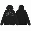 Corteiz Arch Logo Knit Zip Hoodie Black