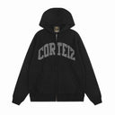 Corteiz Arch Logo Knit Zip Hoodie — Black