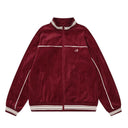 Corteiz Velour Track Jacket Burgundy