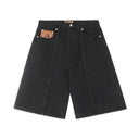 Corteiz Alcatraz Baggy Denim Shorts — Grey & Black, product photo 3