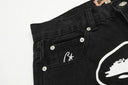 Corteiz Alcatraz Baggy Denim Shorts — Light Wash & Black, product photo 7
