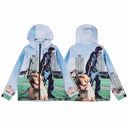 Corteiz Dog Print Shell Jacket Light Blue