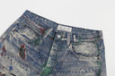 Multicolor Paint Splatter Ripped Jeans