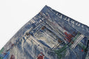 Multicolor Paint Splatter Ripped Jeans