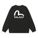 Evisu Palace Text Logo Crewneck — Black & White