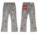 Godspeed Coloured Patches Logo Jeans — Grey, Light Wash Black