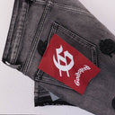 Godspeed Rose Embroidered Denim Shorts - Washed Grey, Blue, Black, product photo 6