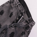 Godspeed Rose Embroidered Denim Shorts - Washed Grey, Blue, Black, product photo 8