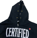 Sudadera con capucha y cremallera, estilo corto, «Certified Freak» — Negro