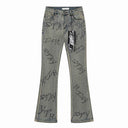 KDNK Star Print Skinny Flare Jeans — Grey & Blue