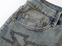 Jean skinny évasé KDNK Star Print — Gris et bleu