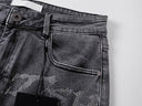 KDNK Star Print Skinny Flare Jeans — Grey & Blue