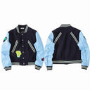 Two-Tone Varsity Jacket — Navy & Light Blue