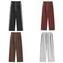 Striped wide-leg track pants in Navy, Cream, Black, Heather Grey and Red