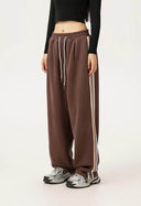 Striped Wide-Leg Sweatpants — Black, Brown, Grey & Red