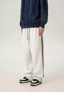 Striped Wide-Leg Sweatpants — Black, Brown, Grey & Red